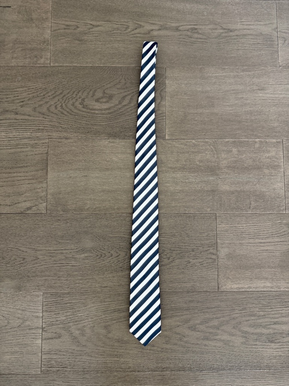 Hugo Boss Navy and White Diagonal Stripe Tie